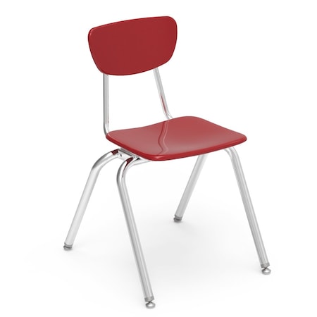 Virco 3000 Series 18" Classroom Chair, 5th Grade - Adult with Nylon Glides - Red Seat 3018